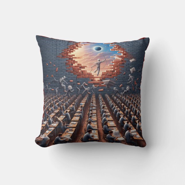 Escape from the Matrix: Surreal Exam Room Throw Pillow (Front)