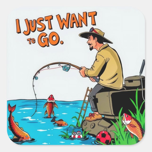 Escape into Serenity: A Fisherman's Dream Square Sticker (Front)