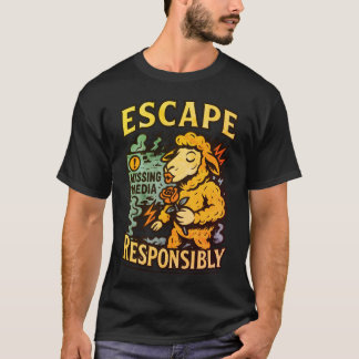 Escape Responsibly – Retro Sheep with Rose Graphic T-Shirt