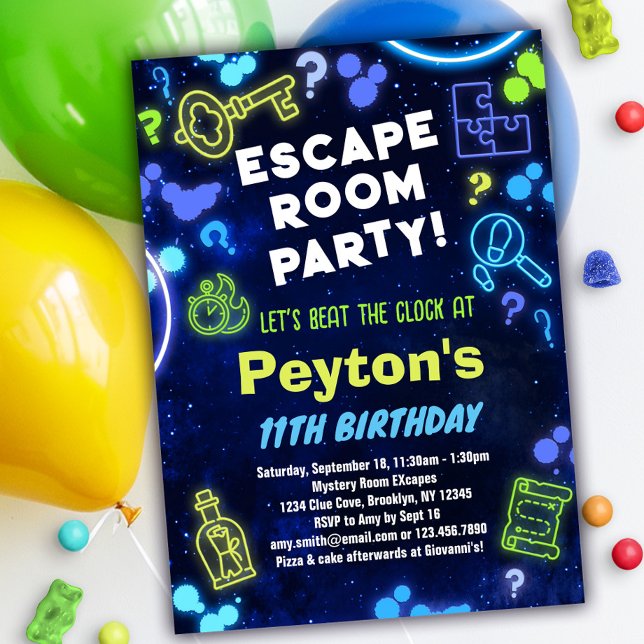 Escape Room Anniversaire Fête Invitation Bleu Vert (Créateur téléchargé)