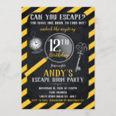 Escape Room, Patterned Birthday Party Invitation