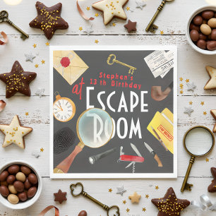 Escape room birthday napkin