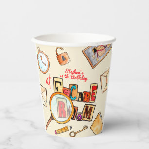 Escape room birthday paper cups