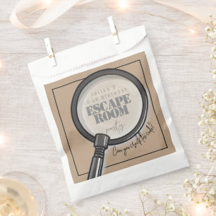 Escape room birthday party favour bag