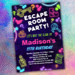 Escape Room Birthday Party Invitation for Kids<br><div class="desc">Let's beat the clock and escape the room! Customize your own escape room birthday party invitations for girls with fun rainbow colours.</div>