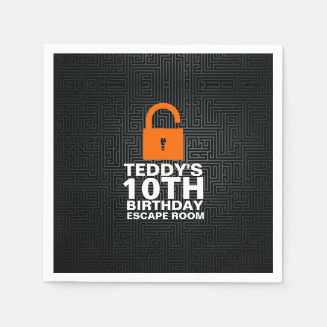 Escape Room Birthday Party Murder Mystery Game Napkin (Front)