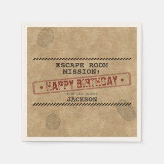 Escape Room Birthday Party Mystery Custom Vintage Napkin