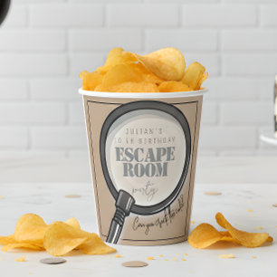 Escape room birthday party paper cups