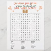 Escape Room Gender Reveal Baby Word Search