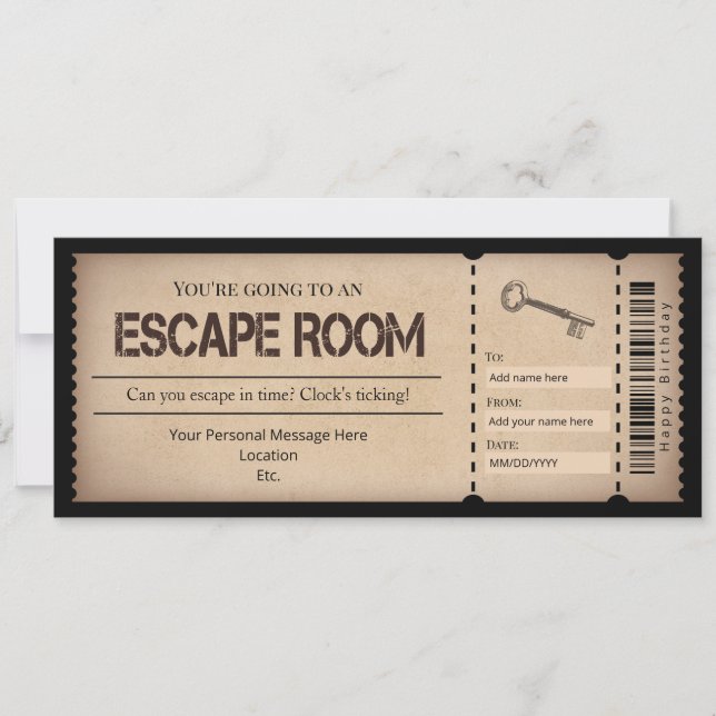 Escape Room Gift Ticket Voucher Template (Front)