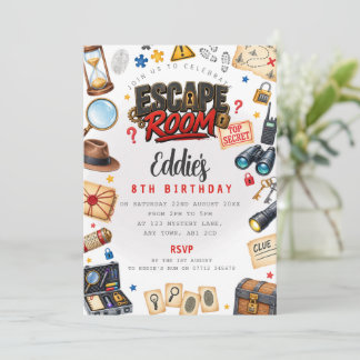 Escape Room Kids Birthday Party Invitation