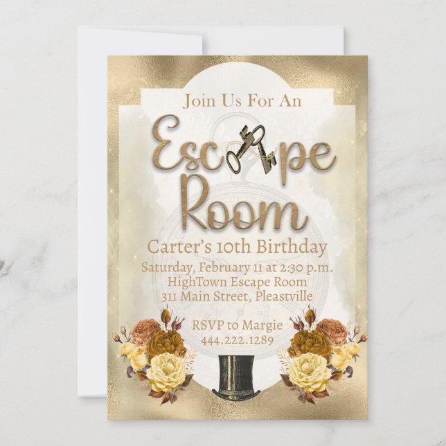 Escape Room Mystery Anniversaire Invitation Enfant (Devant)