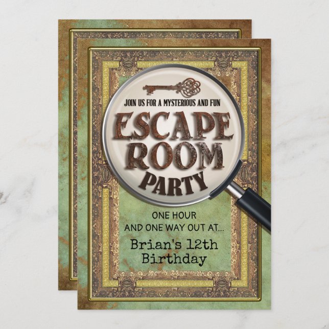 Escape Room Party Front and Back Invitation (Front/Back)