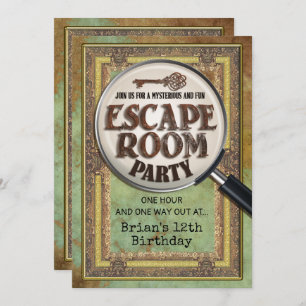 Escape Room Party Front and Back Invitation