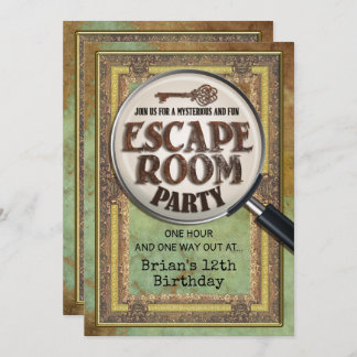 Escape Room Party Front and Back Invitation