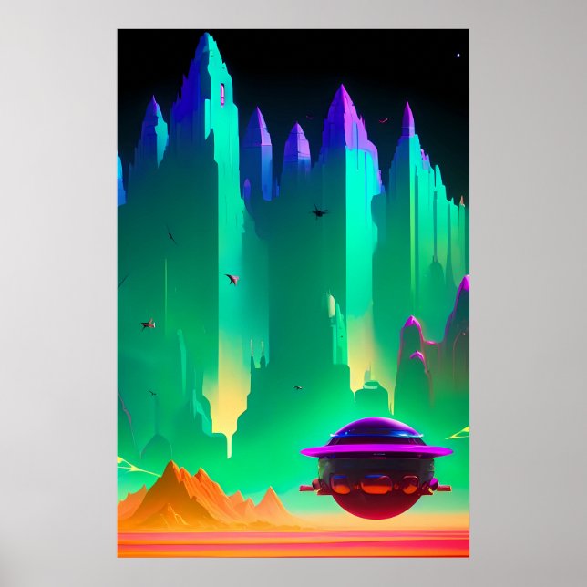 Escape to Mars City Sci-Fi Fantasy Poster (Front)