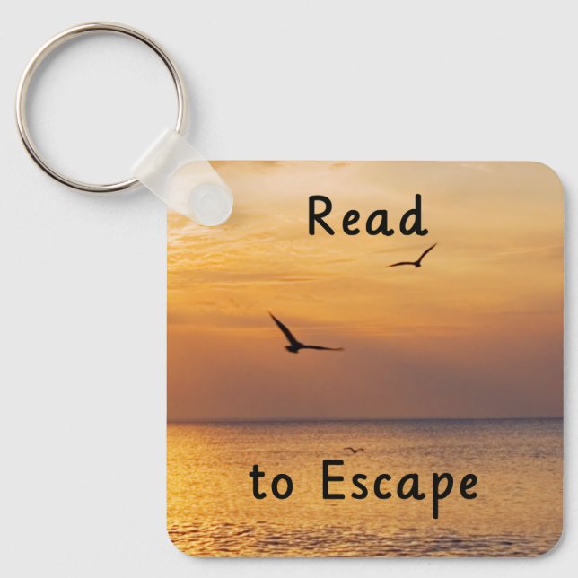 Escape to Read Keychain | Book Lover Reading Quote (Front)