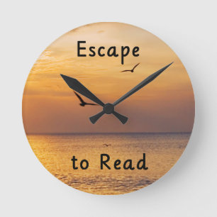 Escape to Read Wall Clock   Book Lover Quote