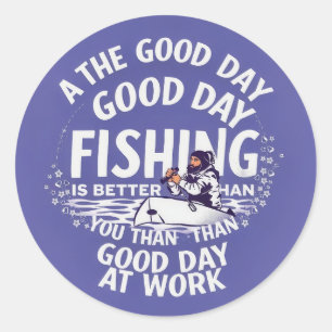 Escape to Serenity: Fishing vs. Work Classic Round Sticker