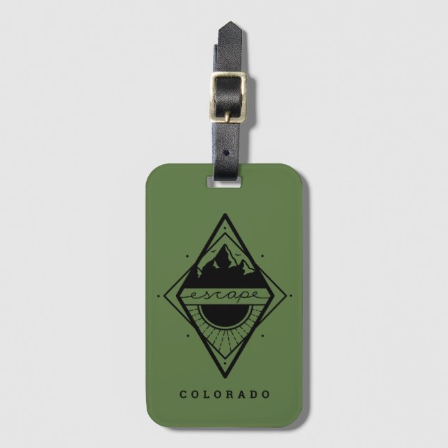 Escape to the Mountains Luggage Tag Green (Front Vertical)