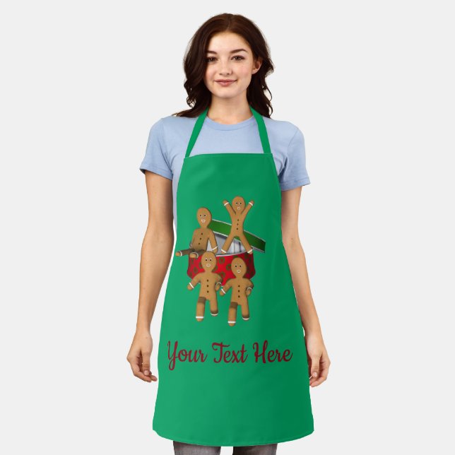 Escaping Gingerbread Men Personalized Apron (Worn)