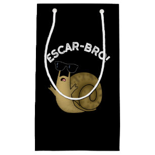 Escar-bro Funny French Escargot Snail Pun Dark BG Small Gift Bag