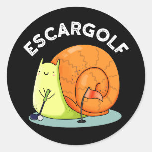 Escar-golf Funny Escargot Snail Pun Dark BG Classic Round Sticker