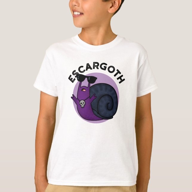 Escar-goth Funny Cool Goth Snail Pun T-Shirt (Front)