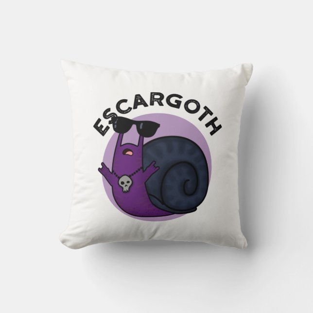 Escar-goth Funny Cool Goth Snail Pun Throw Pillow (Front)
