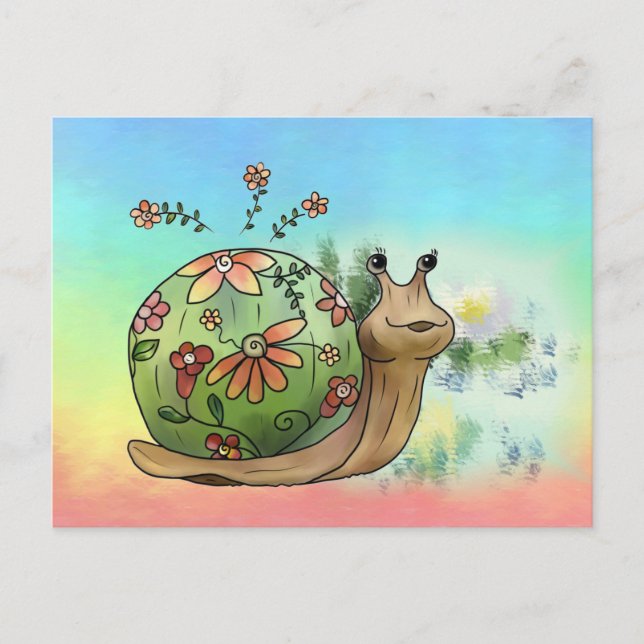 Escargot sur la carte postale de l'étang (Devant)