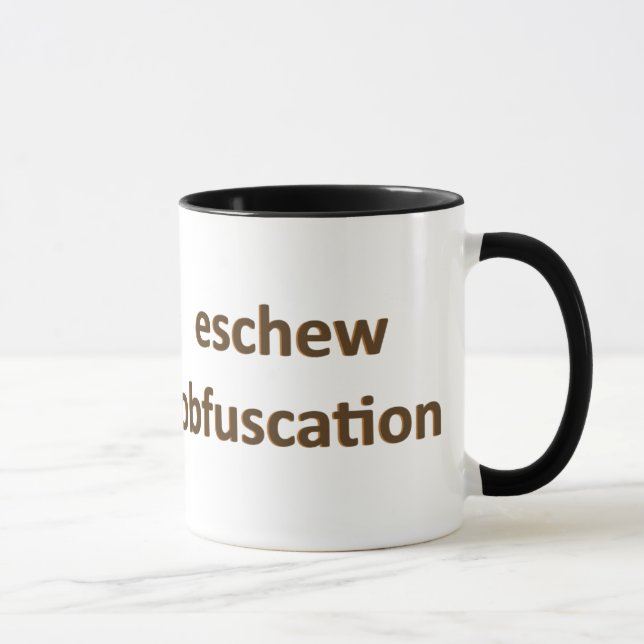 eschew obfuscation mug (Right)
