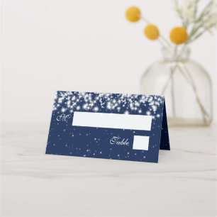 Escort Card Wedding Winter Sparkle Navy Blue