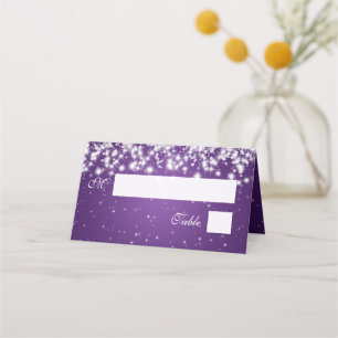 Escort Card Wedding Winter Sparkle Purple