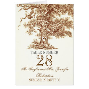 Escort cards - place cards with old oak tree