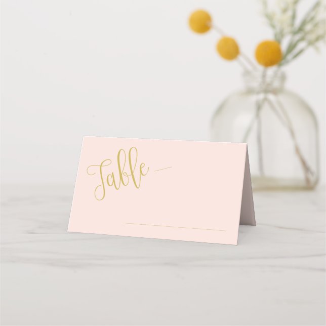 Escort Place Card | Blush & Gold Calligraphy (Front)