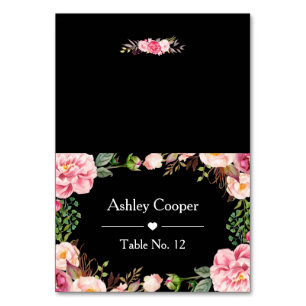Escort Place Card Romantic Pink Floral Wrapping
