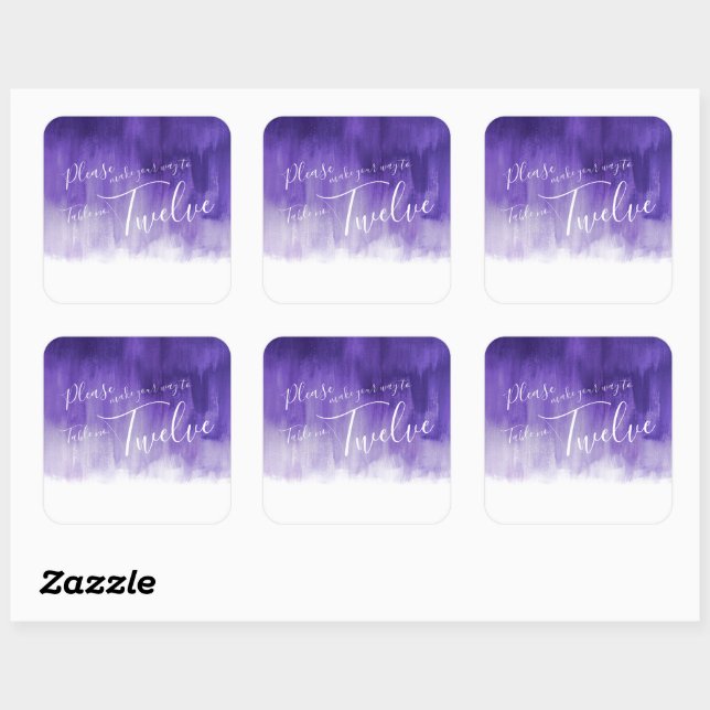 Escort purple watercolor wash wedding stickers (Sheet)