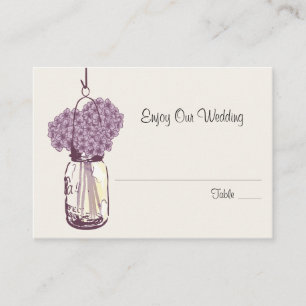 Escort Seating Card Hydrangea & Mason Jar