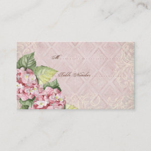 Escort Table Number Cards - Pink Hydrangea Swirl