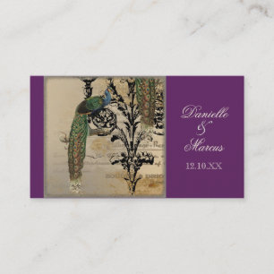 Escort Table Place Cards - Vintage Peacock 6