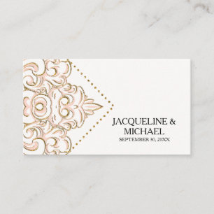 Escort Table Seating Cards Damask Pattern Gold