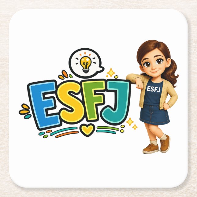 ESFJ — The Connection Builder Square Paper Coaster (Front)