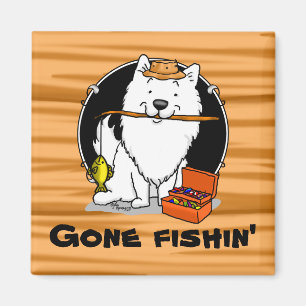 Eskie Fishing American Eskimo Dog - Cute Magnet