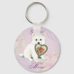 Eskie Heart Mom Keychain