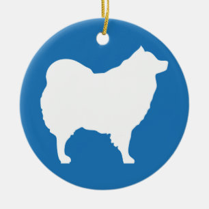 Eskie on Blue Ornament