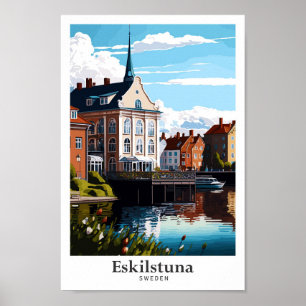 Eskilstuna Sweden Art Vintage Travel Illustration Poster