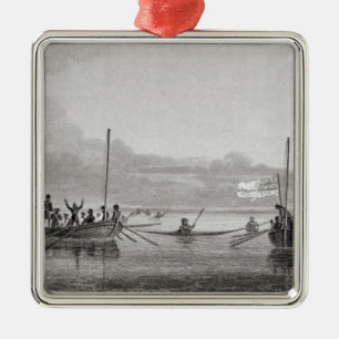 Eskimaux Coming Towards Boats in Shoalwater Metal Ornament