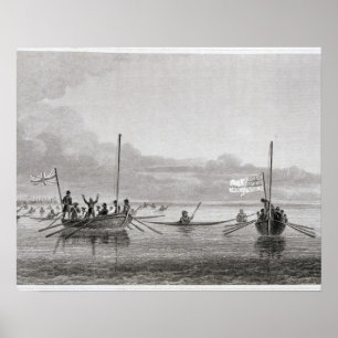 Eskimaux Coming Towards the Boats in Shoalwater Ba Poster