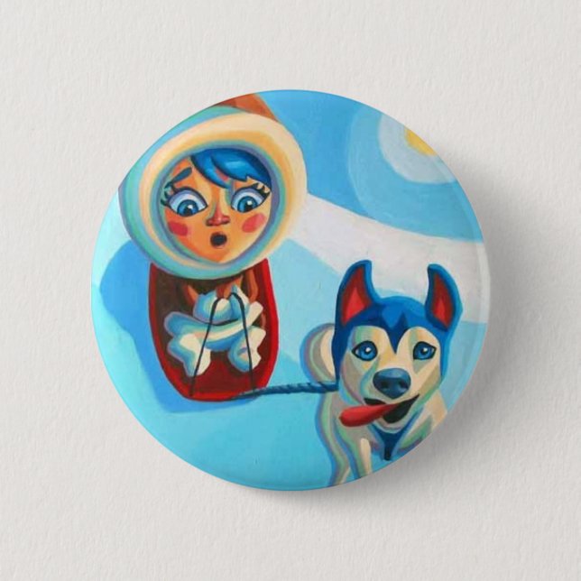 Eskimo Dog 2 Inch Round Button (Front)