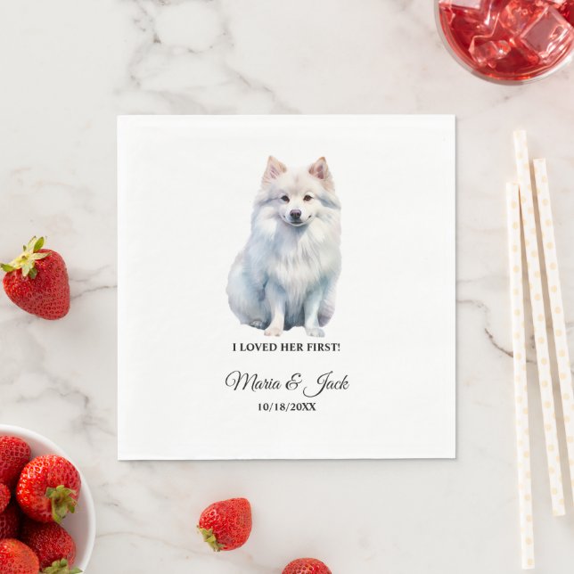 Eskimo Dog I Loved Her First Wedding Napkin (Insitu)